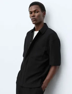 Cotton Rich Textured Zip Up Ottoman Black male - Autograph - FashionsVida