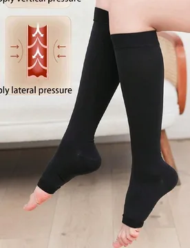 Calcetines de compresión hasta la rodilla unisex para todas las estaciones Previene la trombosis venosa profunda y alivia las varices Calcetines de s - Shein - FashionsVida