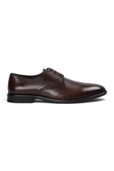 Mens Brown Classic Plain Toe Derby Shoes - Henley - Dark Brown - Size Eu 43