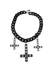 Kreepsville Gothic Halskette Kreuz Pentagramm schwarz