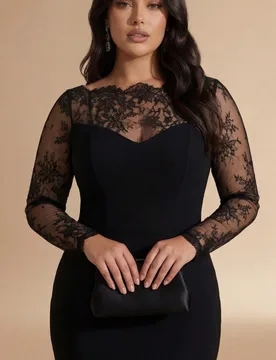 Vestido de manga larga con textura de encaje talla grande, vestido blanco fruncido 2XL - Shein - FashionsVida