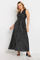 Women's Sequin Twist Front Maxi Dress in Black Size: 16 - Black - Size: 16