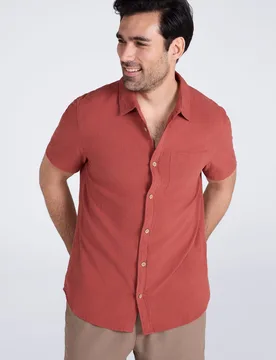 Palm Mens Textured Short Sleeve Shirt - Orange - Orange - Size: 3XL - Mountain Warehouse - FashionsVida