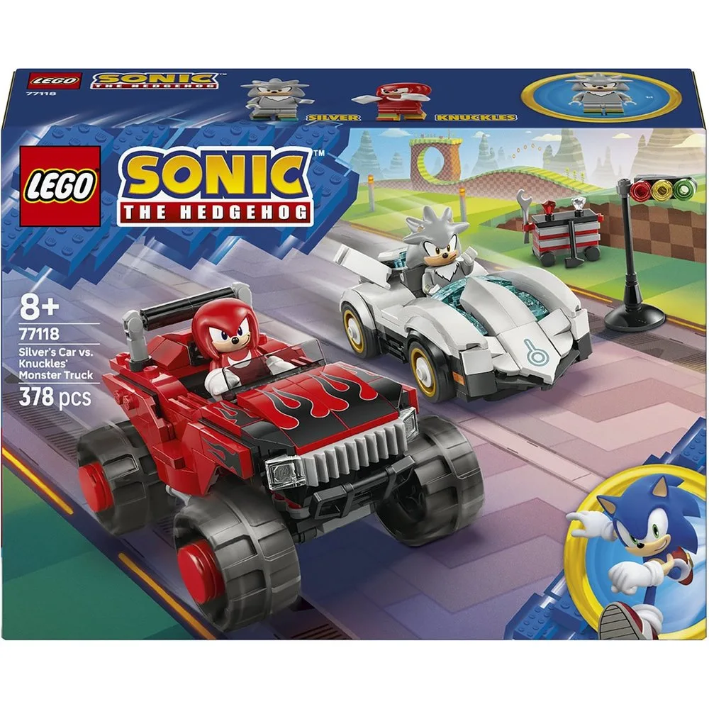 Juego de construcción Coche de Silver vs. Monster Truck de Knuckles Sonic - 77118 - Lego - FashionsVida