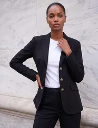 Tailored Crest Button Single Breasted Blazer Black female