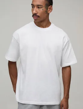 Herren Basic Oversized Rundhals T-Shirt White Größe XL - boohooMAN - FashionsVida