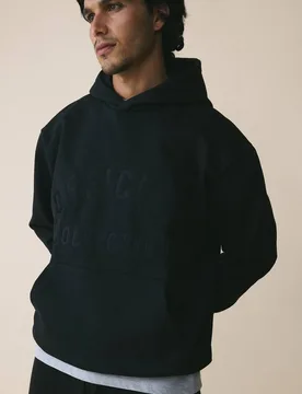 Herren 500 G/m² Schwerer Bestickter Übergroßer Kapuzenpullover Black Größe Small - boohooMAN - FashionsVida