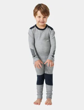 Kids' LIFA® Merino Wool Base Layer Set Grey 2 - Grey Melange - Unisex - Helly Hansen - FashionsVida