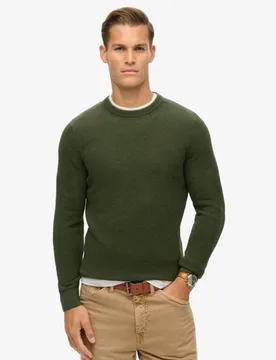 Superdry Herren Grün Strukturierter Strickpullover mit Rundhalsausschnitt, Größe: XXL - 89.99 - FashionsVida