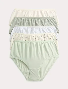Pk Cotton Lycra™ Printed High Rise Shorts Soft Green female - M&S - FashionsVida