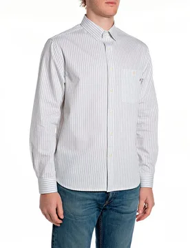Camicia A Maniche Lunghe M1 .000.52878 Light Blue 2XL - Replay - FashionsVida