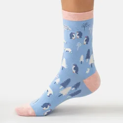Arctic Friends Bamboo Crew Socks - Periwinkle - UK 4-7