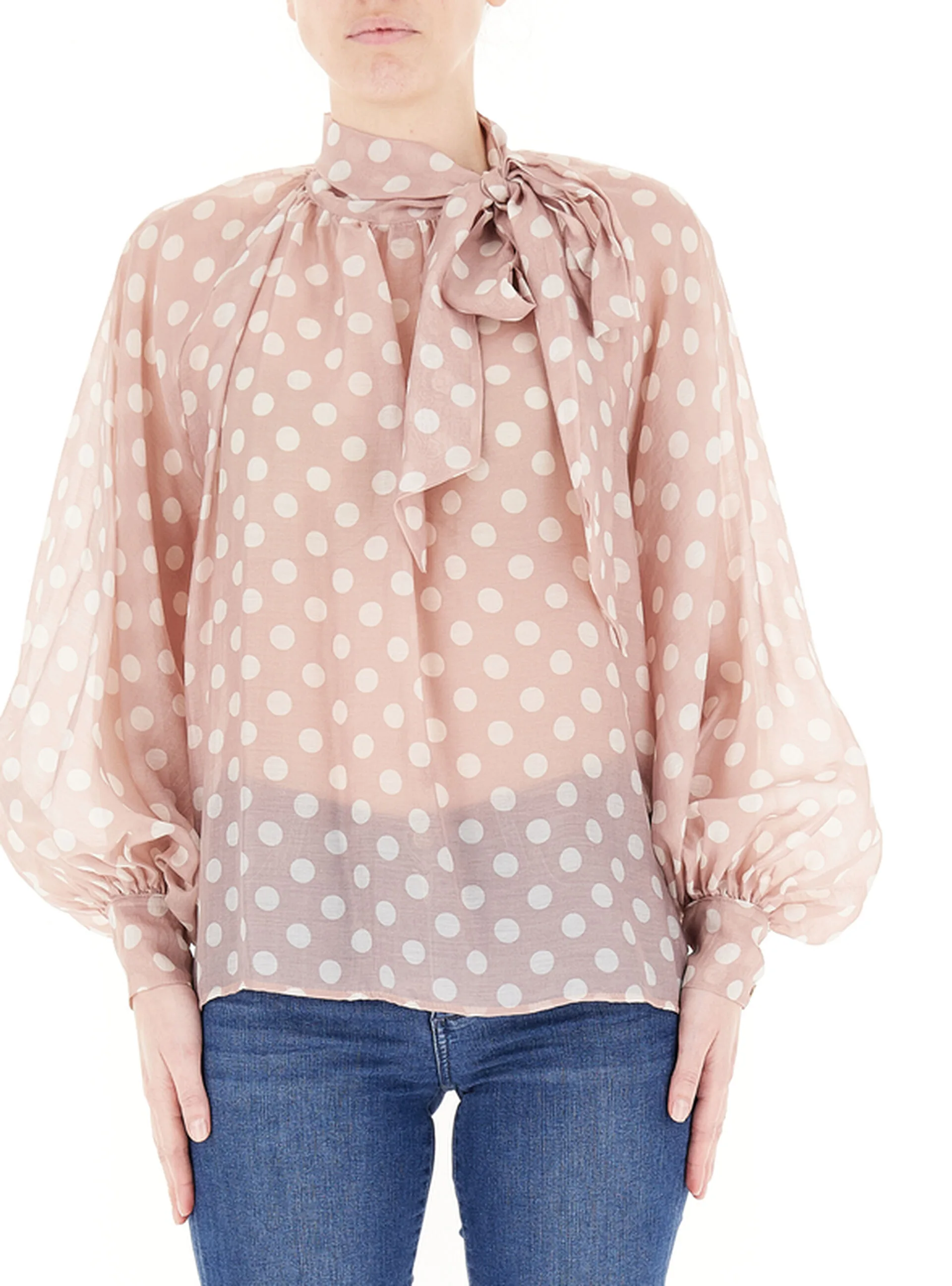 Blusa con fiocco ROSA ANTICO S - VICOLO - FashionsVida