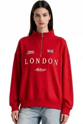Womens Cotton-Blend Sweatshirt - Red - Size Medium
