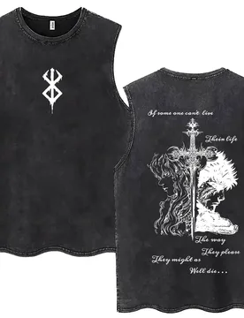 Anime Berserk Griffith with Guts Vintage Washed Tank Tops Manga Gatsu Zodd Sleeveless T Shirt Men Harajuku Casual Cotton T-shirt - Aliexpress - FashionsVida