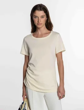 Camiseta de mujer de algodón con fruncido lateral - Naulover - FashionsVida