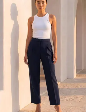 Women's Petite Ankle Grazer Smart Stretch Trouser in Navy Size: 18 - Navy - Size: 18 - Roman - FashionsVida