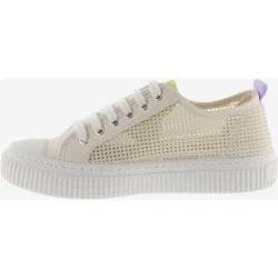 Zapatillas plataforma bajas de mujer de rejilla con logotipo en contraste y puntera de goma