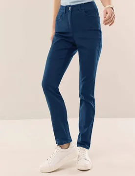 Extraglatt Baumwollhose, Regular Fit#normale Größen#Kurzgrößen#Langgrößen, Farbe Blau, 36, bügelfrei atmungsaktiv Damen - Walbusch - FashionsVida