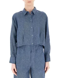 Camicia cropped lino BLU 44