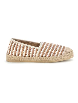 Espadrillas beige e bianche a righe in tessuto p687 40 - PRIMA RIGA - FashionsVida