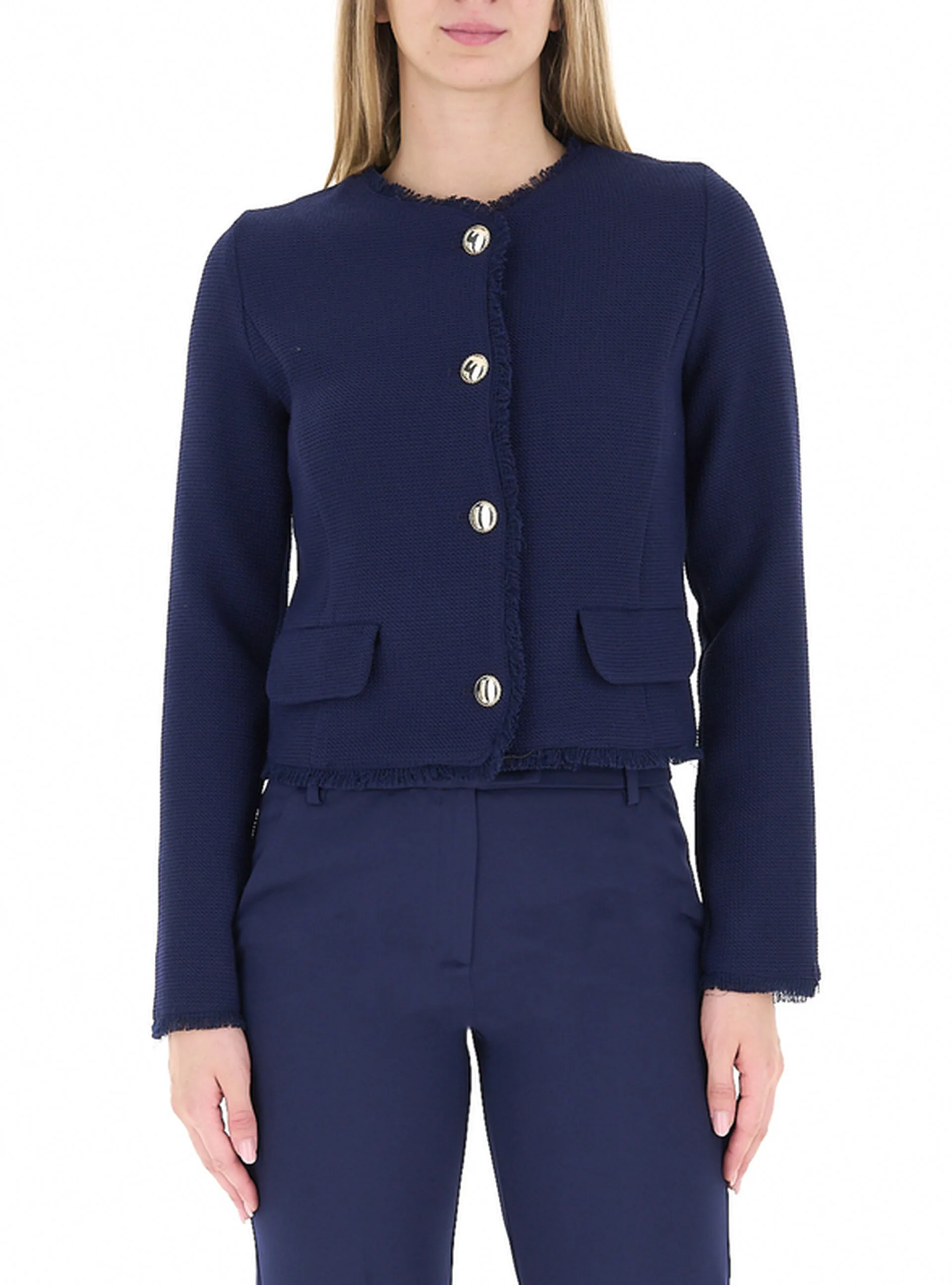 Cardigan girocollo BLU NAVY 46 - EMME MARELLA - FashionsVida