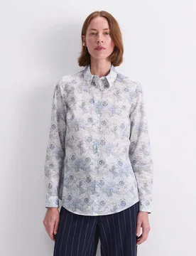 Pure Cotton Printed Collared Shirt Navy female - Sportscraft - FashionsVida