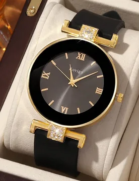 Reloj de cuarzo redondo de cinta de moda y versátil para mujer con esfera digital redonda, perfecto para uso diario, cenas y otras ocasiones para dec - Shein - FashionsVida