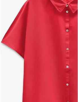 Camisa de mujer 100% liocel de manga corta en liso - Parfois - FashionsVida