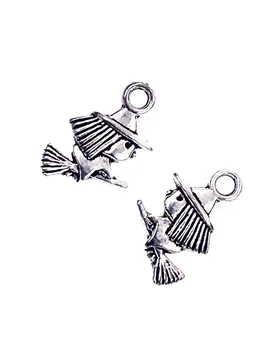 PCS Mini Charm Pendants Witch Riding a Broom 15x10mm Silver Tone DIY Earrings Bracelet Jewelry Handicrafts Accessories - Aliexpress - FashionsVida