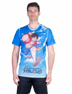 One Piece Fishman Luffy And The Crew Short Sleeve T-shirt Blue M Men - OTSO - FashionsVida