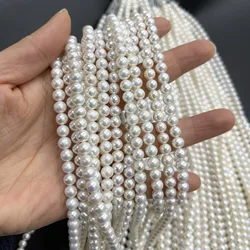 Natural Freshwater Baroque 5-6mm AAAA Round White Pearl Spacer Bead Jewelry Make DIY Necklace Bracelet Women Premium Wedding
