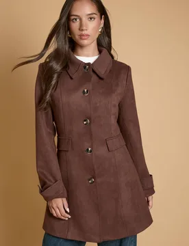 Women's Suede Look Dolly with Ribbed Collar in Brown Size: 10 - Brown - Size: 10 - OASIS - FashionsVida