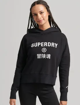 Sweat à Capuche Code Core Sport Crop Box Black S - Superdry - FashionsVida