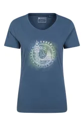 Women's 'London' Lightweight Breathable Casual Short Sleeve Graphic T-Shirt in Navy Size: 18 - Navy - Size: 18
