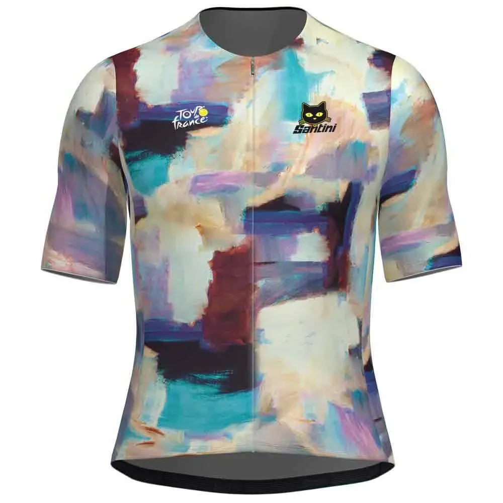 Maglia A Maniche Corte Tdf Arrivée Montmartre Blue - Santini - FashionsVida