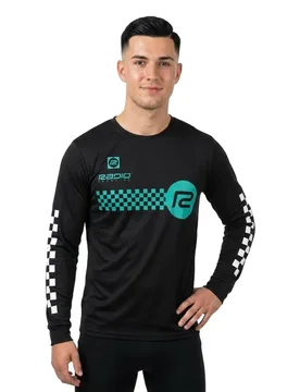 Maglietta A Maniche Lunghe Checker Black - Radio Raceline - FashionsVida