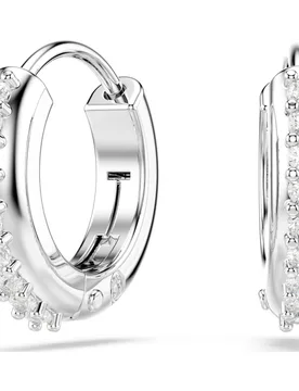 Orecchini a cerchio Matrix, Taglio Round, Bianchi, Placcato rodio OS - Swarovski - FashionsVida