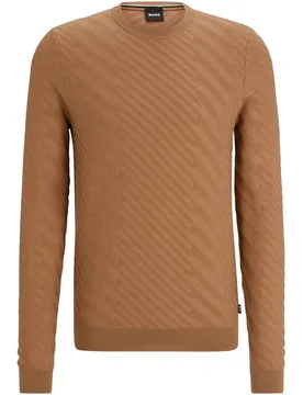Mens Knitted Top In Medium Beige - Size Large - BOSS - FashionsVida