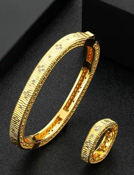 Zlxgirl jewelry Gold silver two plated color bracelet & bangle and ring jewelry sets fine women's wedding Gold bangle sets - Aliexpress - FashionsVida