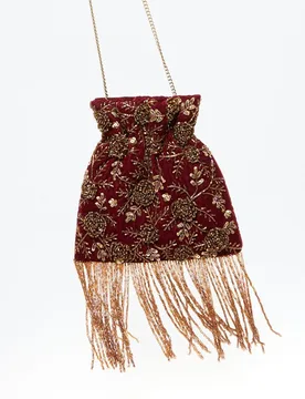 Bolso plano fruncido abalorios - Sfera - FashionsVida