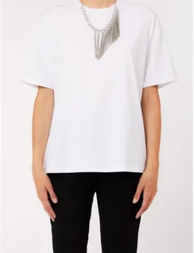 T-shirt con collana donna bianco - Liu jo - FashionsVida
