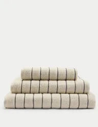 Pure Cotton Textured Striped Towel Neutral