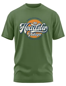 Men's Vintage The Headster Vintages Graphic T-Shirt, Retro Circular Letter Print Olive Green Casual Short Sleeve Crew Neck Top - Aliexpress - FashionsVida