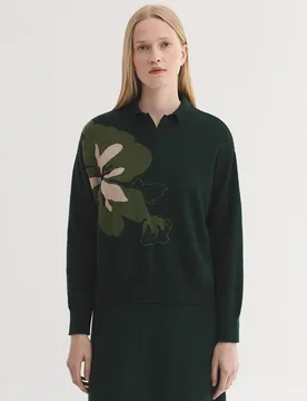Jersey de mujer ancho con intarsia de flor - Nice Things - FashionsVida