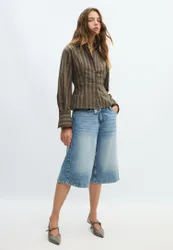 Gestreiftes Hemd Khaki S