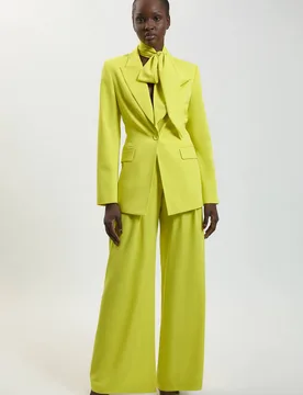 Women's Compact Viscose Wide Leg Tailored Trouser in Yellow Size: 16 - Yellow - Size: 16 - Karen millen - FashionsVida