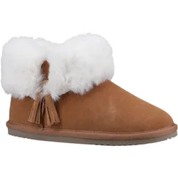 Ayana Suede And Faux Fur Womens Tan Slippers - Size Uk 6
