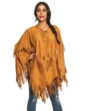 Western-Poncho mit Fransen für Damen braun - female - BOLAND BV - FashionsVida