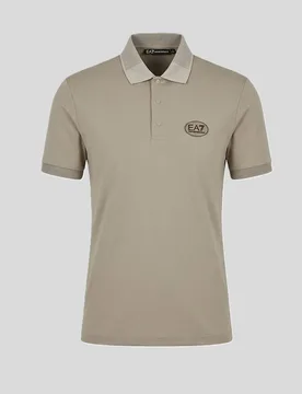 Polo in tessuto tecnico uomo beige - EA7 - FashionsVida